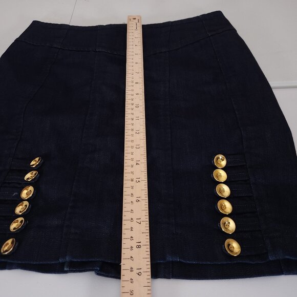 Leifsdottir Blue Denim Pencil Skirt Womens 10 Military Buttons Anthropologie - Picture 5 of 9